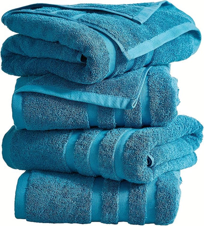 Velqora Bath Towels, 4 Pack, 30x60 in, 100% Cotton, Soft & Absorbent, Blue | Balanced Weight | Everyday Comfort | Easy Care
