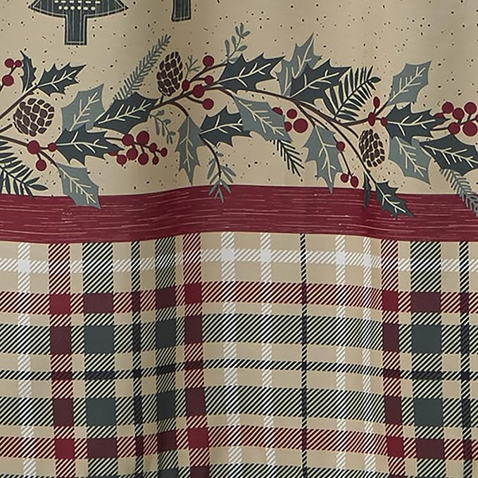 SKL Home Christmas/Winter Rustic Plaid Snowman Shower Curtain, Multi
