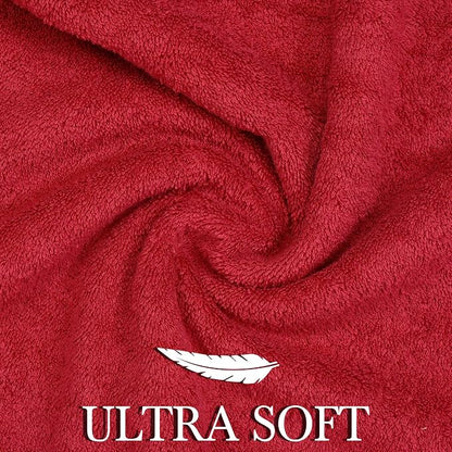 6 Piece 100% Cotton Bath Towel Set -2 Bath -2 Hand -2 Face, Red | 100% Cotton • Thick & Plush • Hotel Quality • Ultra Soft • Highly Absorbent • Quick Dry • Low Lint • Machine Washable