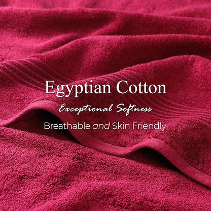 Superior Egyptian Cotton 9-Piece Towel Set, Assorted Towels for Home Bathroom, Guest Bath Decor Essentials, Includes 3 Bath, 3 Hand, 3 Face Towels/Washcloths, Quick Dry, Absorbent - Burgundy