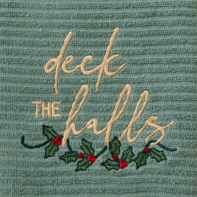SKL Home Christmas/Winter Deck The Halls Hand Towel Set, Green (2-Pack)