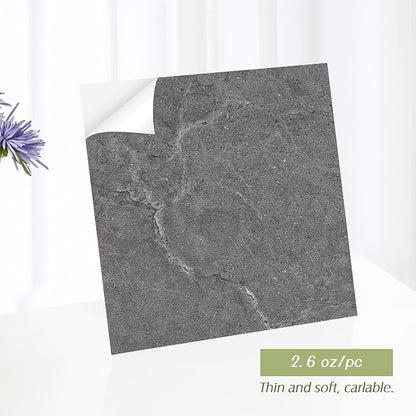 Lareko 20Sq.Ft Grey Marble Peel and Stick Vinyl Floor Tiles,20 Tiles - 12" x 12",Waterfproof and Self Adhesive Vinyl Sticker Tiles,Laminate Flooring for for Kichen,Bathroom,Dining Room(Dark Grey)