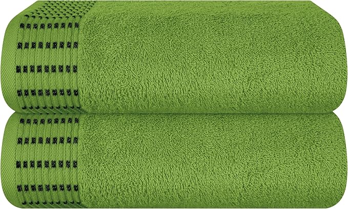 Cotton 2 Pack Oversized Bath Towel Set 28x55 inches, Large Bath Towels, Ultra Absorbant Compact Quickdry & Lightweight Towel, Ideal for Gym Travel Camp Pool - Kiwi Green