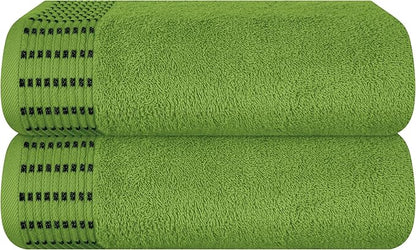 Cotton 2 Pack Oversized Bath Towel Set 28x55 inches, Large Bath Towels, Ultra Absorbant Compact Quickdry & Lightweight Towel, Ideal for Gym Travel Camp Pool - Kiwi Green