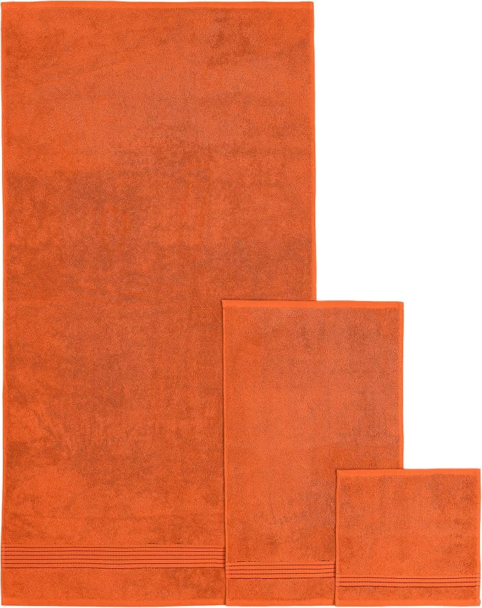 Elegant Comfort Premium Cotton 6-Piece Towel Set, Includes 2 Washcloths, 2 Hand Towels and 2 Bath Towels, 100% Turkish Cotton - Highly Absorbent and Super Soft Towels for Bathroom, Orange