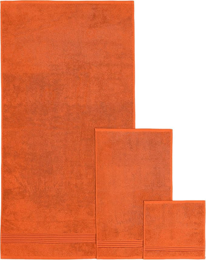 Elegant Comfort Premium Cotton 6-Piece Towel Set, Includes 2 Washcloths, 2 Hand Towels and 2 Bath Towels, 100% Turkish Cotton - Highly Absorbent and Super Soft Towels for Bathroom, Orange