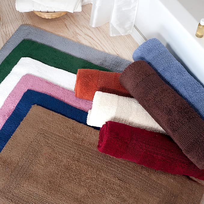 Bathroom Rugs - 2-Piece Cotton Bathroom Mat Set - Machine Washable Bath Mats for Washroom, Kitchen, or Laundry Room by Lavish Home (Taupe)