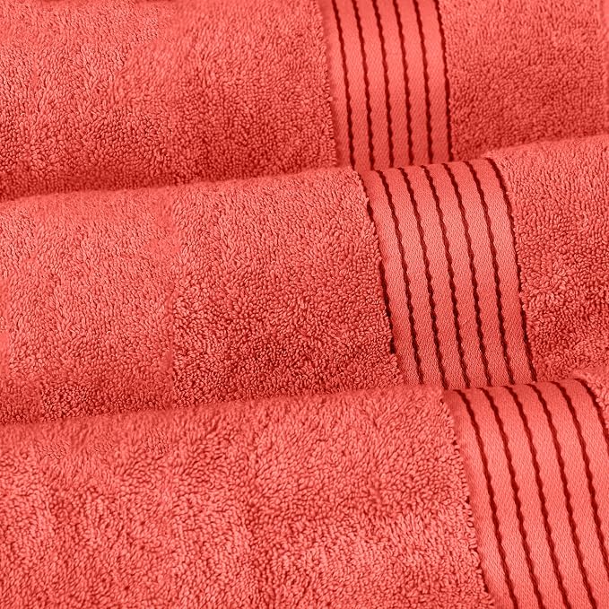 Elegant Comfort Premium Turkish Cotton 2 Pack Bath Towel Set - 27 x 54 inch, Luxurious Hotel Spa Quality 100% Turkish Cotton 2PC Bath Towel Set - Highly Absorbent - Soft Bathroom Towels, Coral