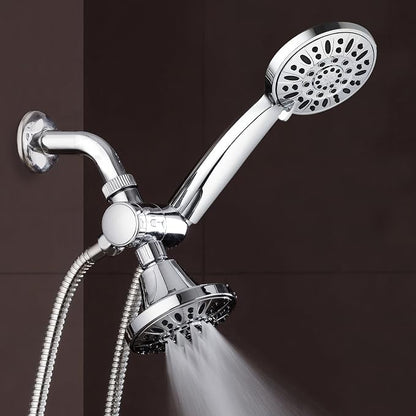 AquaDance Total Chrome Premium High Pressure 48-setting 3-Way Combo for The Best of Both Worlds – Enjoy Luxurious 6-setting Rain Shower Head and 6-Setting Hand Held Shower Separately or Together | Enjoy Two 6-Setting Rain & Hand Showerheads Separately ...