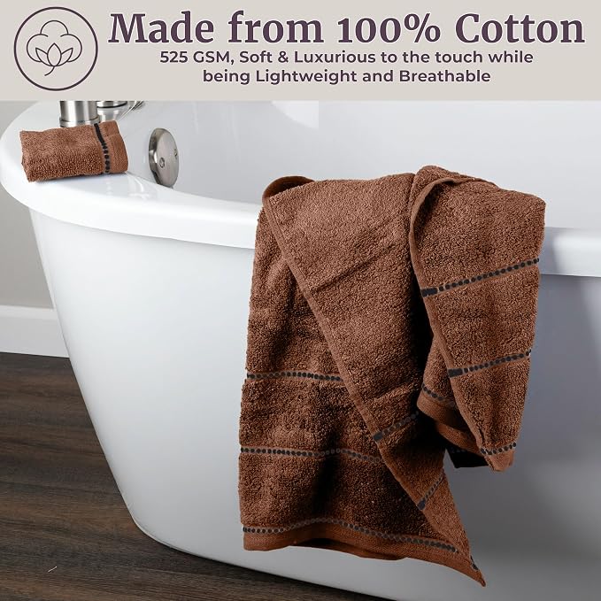 Lavish Home Bathroom Towels Set, Chocolate Brown, Set of 6