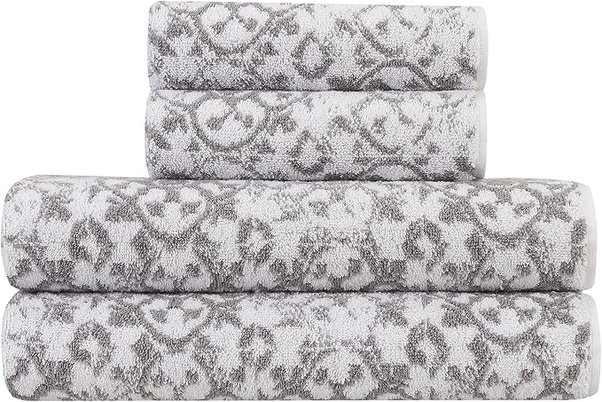 Jessica Simpson – Bath Towel 4 Piece Set, Aziza, Premium Bathroom Décor, Includes 2 Hand Towels and 2 Shower Towels, 100% Cotton & Machine Washable, Forget Me Not Blue