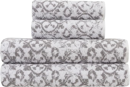 Jessica Simpson – Bath Towel 4 Piece Set, Aziza, Premium Bathroom Décor, Includes 2 Hand Towels and 2 Shower Towels, 100% Cotton & Machine Washable, Forget Me Not Blue