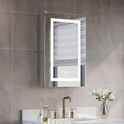 WELLFOR 20" X 30" Bathroom LED Medicine Cabinet with Mirror, Medicine Cabinet with Lights, Bathroom Mirror with Storage, Dimmer, Defogger, Outlets & USB Ports, Left Opening Door
