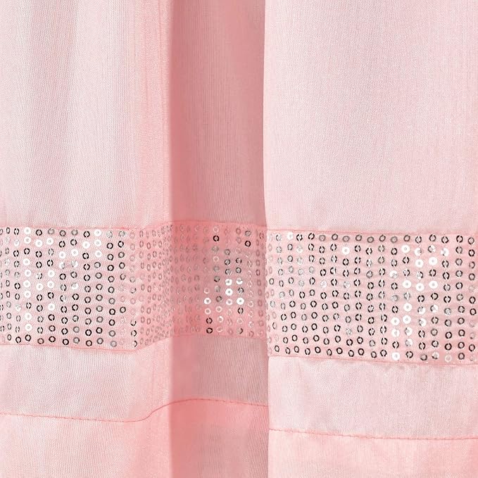 Lush Decor Night Sky Sequins Valance, Single, 84" W x 18" L, Blush & Silver - Extra Wide Curtain - Kitchen Curtain Valance - Modern Glam Decor - Bathroom Or Kitchen Valance For Windows