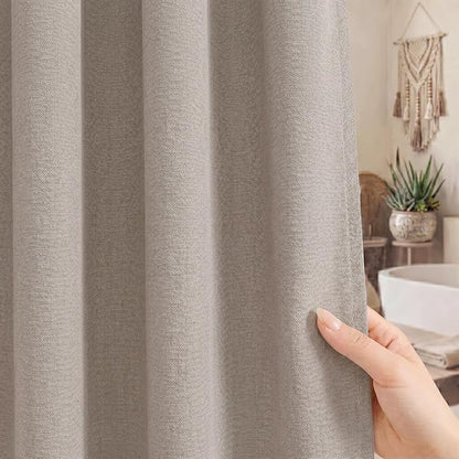Seasonwood Linen Shower Curtain Neutral Vintage Farmhouse Linen Shower Curtains for Bathroom Boho Bathroom Decor with 12 Sturdy Stainless Steel Sliding Hangers(Greige,72x84 Inches)