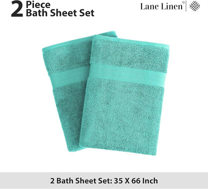 LANE LINEN Oversized Bath Sheet Set Absorbent Quick Dry 100% Cotton - Teal | Cotton Bath Towels Large - Generously Sized, Oversized & Roomy, Lightweight & Breathable, Fade-Resistant Color
