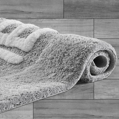 Cotton Bath Rug - Soft Cotton Bath Mat - Bathroom Decor - Water Absorbent and Machine Washable - Measures 21"x34" - They Grey
