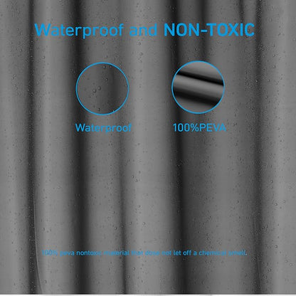 EHZNZIE Shower Curtain Liner Light Weight PEVA, Shower Liner 72x72 Inches, Waterproof, No Chemical Smell with 12 Rust Proof Metal Grommets for Bathroom Shower Curtain, Dark Grey