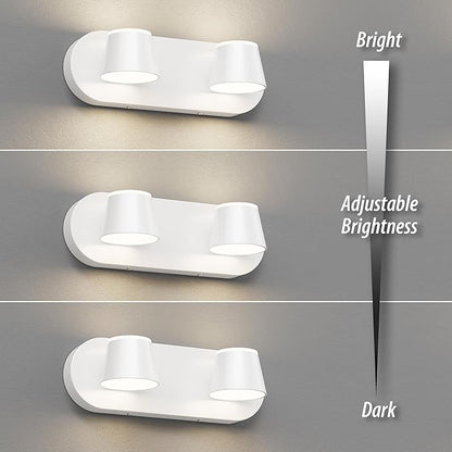 URSOLA 2 Light Bathroom Vanity Light LED White Wall Light Fixtures Up and Down Rotatable Dimmable 13 inch Bathroom Lighting
