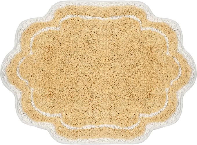Home Weavers Allure Collection 100% Cotton Tufted Bathroom Rug, Soft and Absorbent Bath Rugs, Non-Slip Bath Carpet, Machine Wash Dry Bath Mats for Bathroom Floor, 17"x24" Bath Rug, Yellow