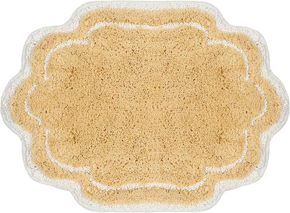 Home Weavers Allure Collection 100% Cotton Tufted Bathroom Rug, Soft and Absorbent Bath Rugs, Non-Slip Bath Carpet, Machine Wash Dry Bath Mats for Bathroom Floor, 17"x24" Bath Rug, Yellow