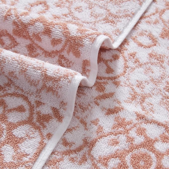 Jessica Simpson - Bath Towel 4 Piece Set, Aziza, Premium Bathroom Decor, Includes 2 Hand Towels and 2 Shower Towels, 100% Cotton & Machine Washable, Rose Smoke