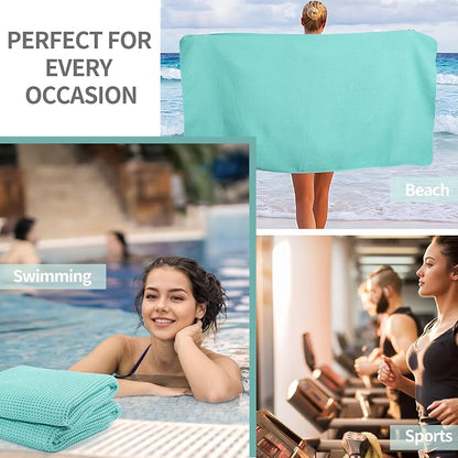 MICROFI New Microfiber Waffle Bath Towels, 2 Pieces, Oversized, Soft, Absorbent, Fast Drying, Lint Free 430 GSM (30''x60''/76cm x 152cm)