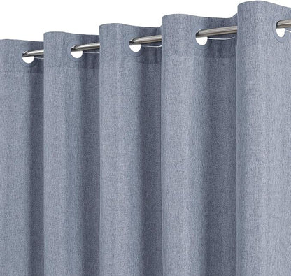 Extra Long No Hooks & No Liner Needed Fabric Shower Curtain,71x86,Blue Grey | Linen Texture,100% Waterproof TPU Laminated Layer,Bottom Magnets,Machine Washable,Hotel Style Bathroom Curtain For Shower,Tub