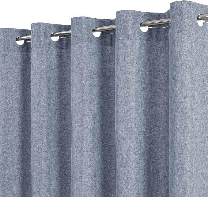 eachope No Hooks & No Liner Needed Fabric Shower Curtain,71"Wx74"L,BlueGrey | Linen Texture,100% Waterproof TPU Laminated Layer,Bottom Magnets,Machine Washable,Hotel Style Bathroom Curtain For Shower,Tub