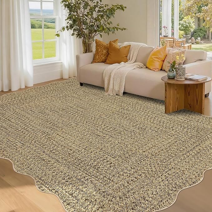 Imitation Braided Collection-Print 3x5 Washable Rugs for Entryway Small Bedroom Rug Non Slip Throw Carpet Farmhouse Soft Low Pile Rustic Accent Rug for Living Room Office Home Decor