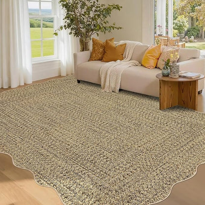 Imitation Braided Collection-Print 3x5 Washable Rugs for Entryway Small Bedroom Rug Non Slip Throw Carpet Farmhouse Soft Low Pile Rustic Accent Rug for Living Room Office Home Decor