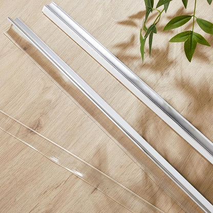 Hicarer 2 Pcs 25'' Chrome Framed Shower Door Replacement Drip Rail with Vinyl Sweep, Shower Door Water Deflector with Bottom Seal, Applied Mounting Tape and Screws