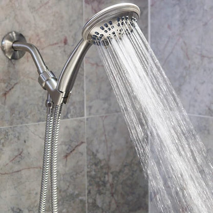 Luxury Handheld Shower Kit - 1.8 GPM - Brushed Nickel | 6 Function High Pressure Removable Hand Held Showerhead with Hose and Mount, Easy Install for Boosting Low Water Flow Baths