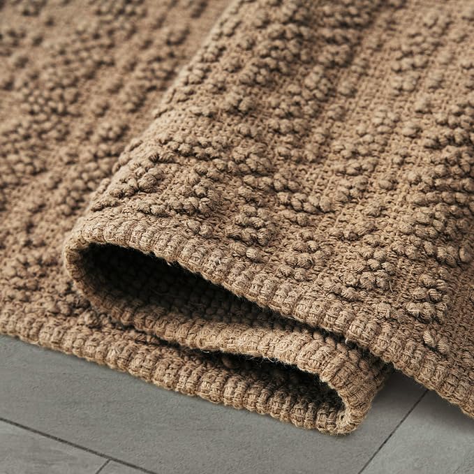 French Connection Nellore Bath Rugs, Woven and Beaded Bath Mats, Durable and Thick Bath Mats for Bathroom and Shower Rugs, 24" x 64", Taupe
