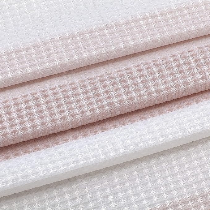 Dainty Home Ombre Waffle Weave Shower Curtain (Blush with 12 Hooks)
