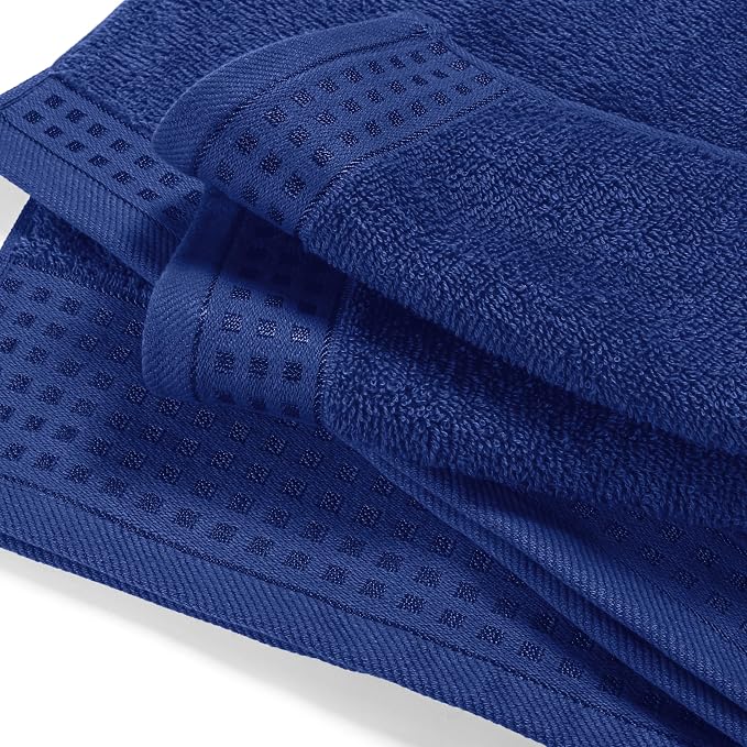 GLAMBURG 100% Cotton Oversized 2 Pack Bath Sheets 35x70, Ultra Soft Highly Absorbant Compact Quickdry & Lightweight Large Bath Sheet Set, Ideal for Gym Travel Camp Pool - Navy Blue