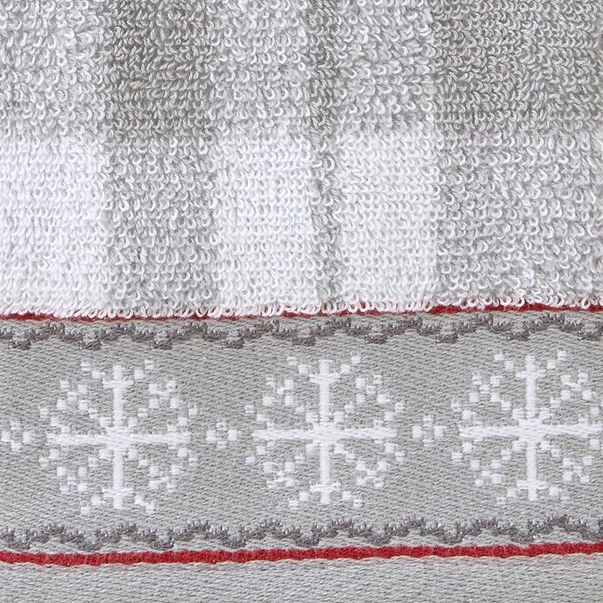 SKL Home Winter/Christmas Whistler Plaid Hand Towel 2pc Set, Gray | 100% Cotton. 500 GSM. Soft & absorbent plaid jacquard. Great for the bathroom, kitchen or bar & holiday gifting.