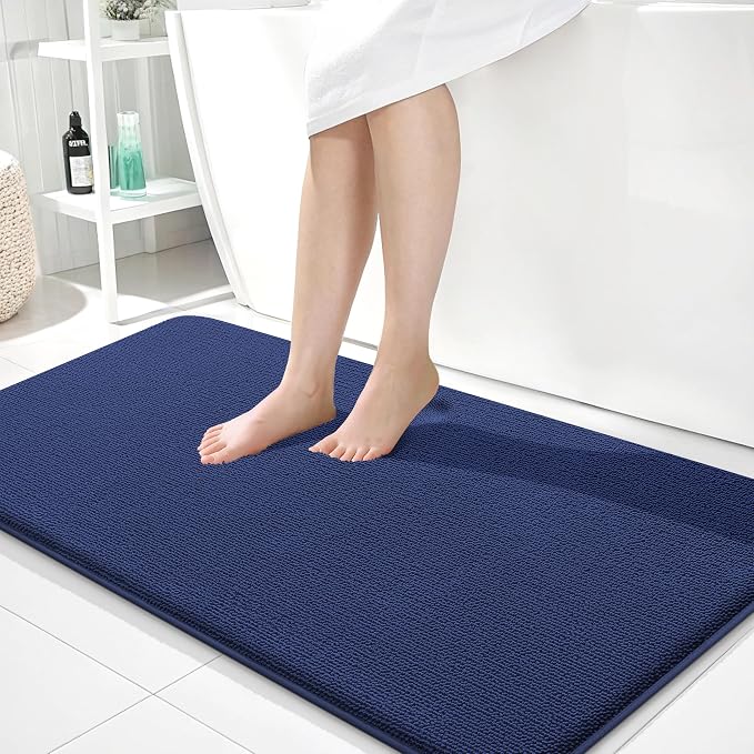 OLANLY Memory Foam Bathroom Runner Rugs 44x24, Long Mats, Twilight Sapphire | Soft Quick Dry Bath Rugs, Non-Slip, Absorbent Machine Washable Mat for Bathroom Floor, Tub and Shower, Home Decor Accessories