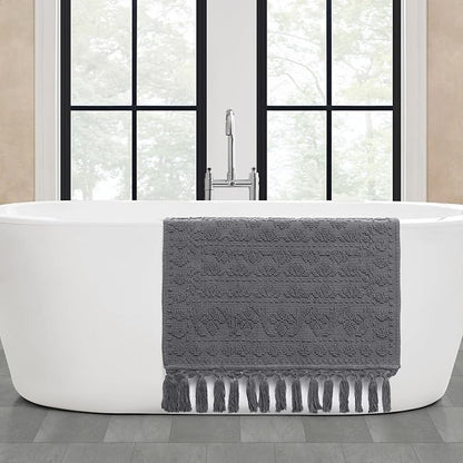 French Connection Nellore Bath Rugs, Woven and Beaded Bath Mats, Durable and Thick Bath Mats for Bathroom and Shower Rugs, 24" x 64", Charcoal