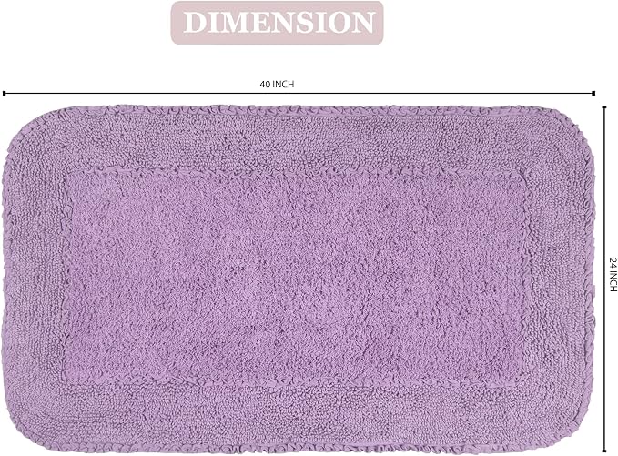 Home Weavers Radiant Collection 100% Cotton Bathroom Rugs Set, Washable Rug, Thick Extra Soft and Absorbent Bath Rug, Kitchen Mat, Bath Mat Set, Bath Floor Mat Non Slip, 24"x40" Rectangle, Purple