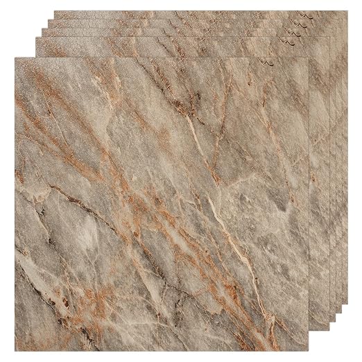 VallisCo 30-Piece Peel and Stick Floor Tiles, 12x12 Covers 30 Sq. Ft. Waterproof Vinyl Flooring, Renter-Friendly Self-Adhesive Floor Stickers for Kitchen, Bathroom, Basement & Home DIY Marble Pattern