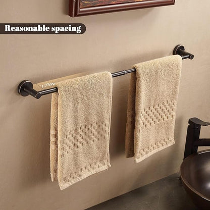 Bronze Bathroom Accessories, Oil Rubbed Bronze Bathroom Hardware Set Includes double post Toilet Paper Holder 15 to 24 Inch Towel Bar Towel Ring Robe Hook 4 Pieces Hand Towel Holder Wall Mount