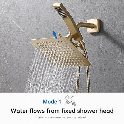 G-Promise Solid Metal Shower Head Diverter with Holder 3-Way | Spray Separately or Both, Adjustable-Angle Bracket, Anti-Leak, Smooth Knob Switch, Easy Install, Universal Replacement Part