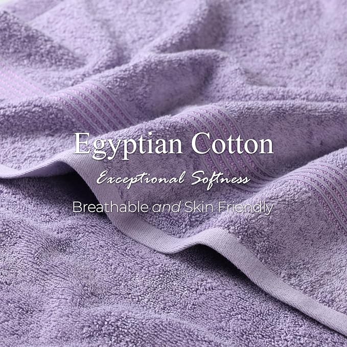 Superior Egyptian Cotton 9-Piece Towel Set, Assorted Towels for Home Bathroom, Guest Bath Decor Essentials, Includes 3 Bath, 3 Hand, 3 Face Towels/Washcloths, Quick Dry, Absorbent - Royal Purple