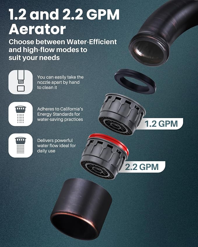 ARCORA Oil Rubbed Bronze Bathroom Faucet, 4 Inch Centerset Bathroom Faucet | Lead-Free Vanity Faucet with 360° Swivel Spout, 2 Handles Centerset Lavatory RV Faucet with Lift Rod Drain and Supply Lines