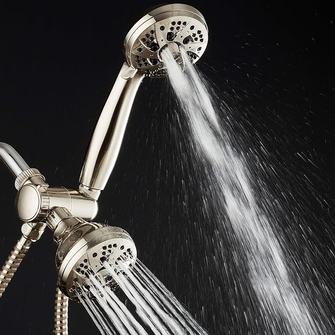 AquaDance Brushed Nickel High Pressure 3-way 48-setting Rain – Handheld Shower Head Combo – Angle Adjustable, Anti-Clog Jets, Tool-Free Installation - USA Standard Certified – Top U.S. Brand | Enjoy Two 6-Setting Rain & Hand Showerheads Separately or T...