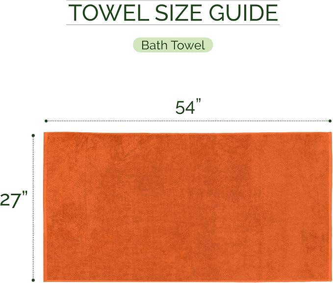 Elegant Comfort 100% Turkish Cotton Corduroy Ribbed Luxury Soft 2 Pack Bath Towels 27 x 54 Inch - Ultra Plush, Absorbent, Quick Dry, Hotel Spa Quality Towels for Bathroom Essentials, Orange