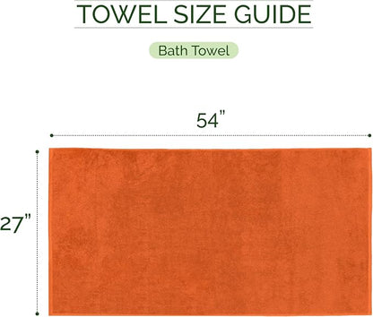 Elegant Comfort 100% Turkish Cotton Corduroy Ribbed Luxury Soft 2 Pack Bath Towels 27 x 54 Inch - Ultra Plush, Absorbent, Quick Dry, Hotel Spa Quality Towels for Bathroom Essentials, Orange