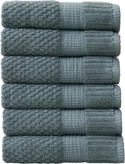 6 Pack 100% Cotton Hand Towels | Green Towels | Oeko‑TEX Standard 100 | Soft & Absorbent, Quick‑Dry | Trinity Collection - Stormy Sea