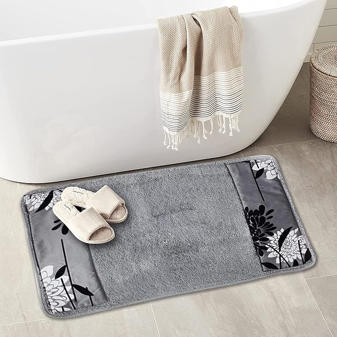 Popular Bath Bath Rug, Erica Collection, 21" x 32", Grey